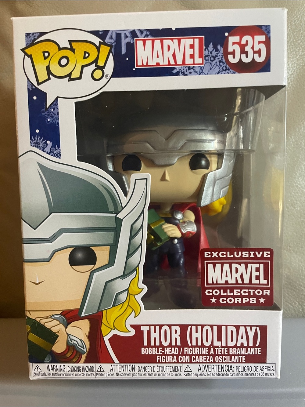 Marvel Thor (Holiday) Funko Pop! Figure - Silver Helmet, Red Cape, Yellow Hair
